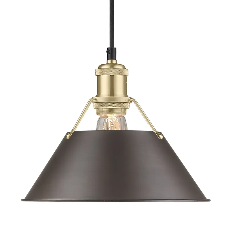 Yep by Golden Lighting Orwell 1-light 10in Pendant in Brushed Champagne Brass and Rubbed Bronze shade — Golden Lighting LED Pendant Lights  