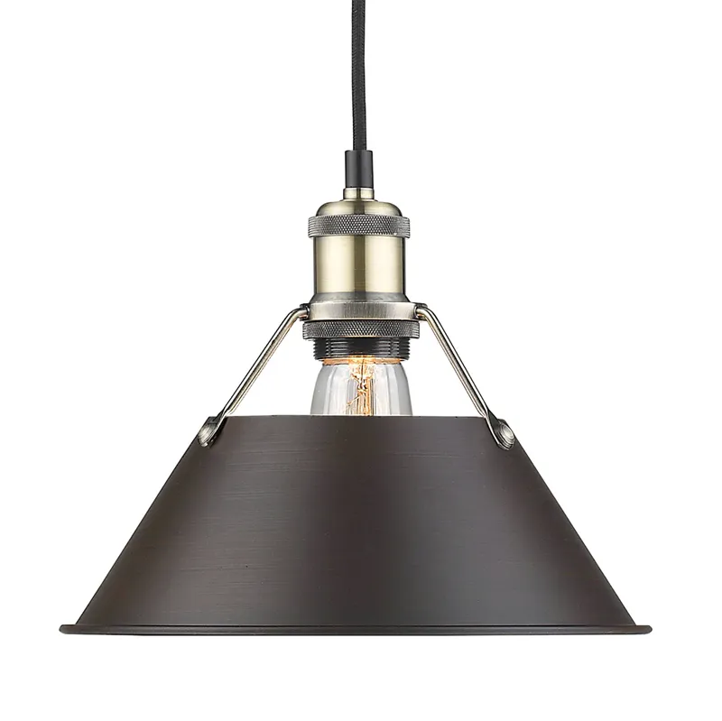 Yep by Golden Lighting Orwell 1-light 10in Pendant in Aged Brass and Rubbed Bronze shade — Golden Lighting LED Pendant Lights  