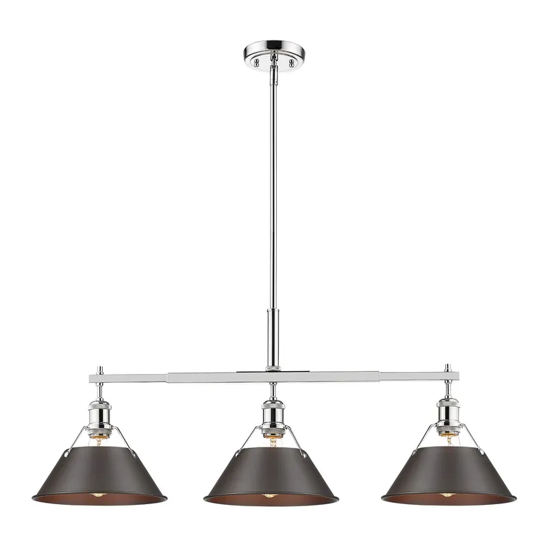 Yep by Golden Lighting Orwell 3-light Island Light in Chrome and Rubbed Bronze shade — Golden Lighting LED Pendant Lights  