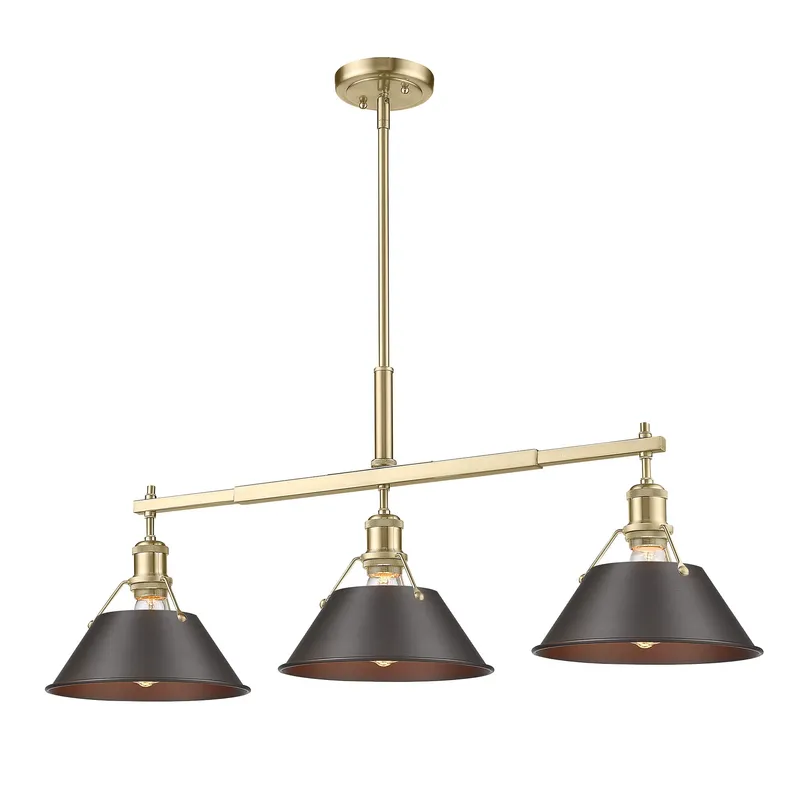 Yep by Golden Lighting Orwell 3-light Island Light in Brushed Champagne Brass and Rubbed Bronze shade — Golden Lighting LED Pendant Lights  