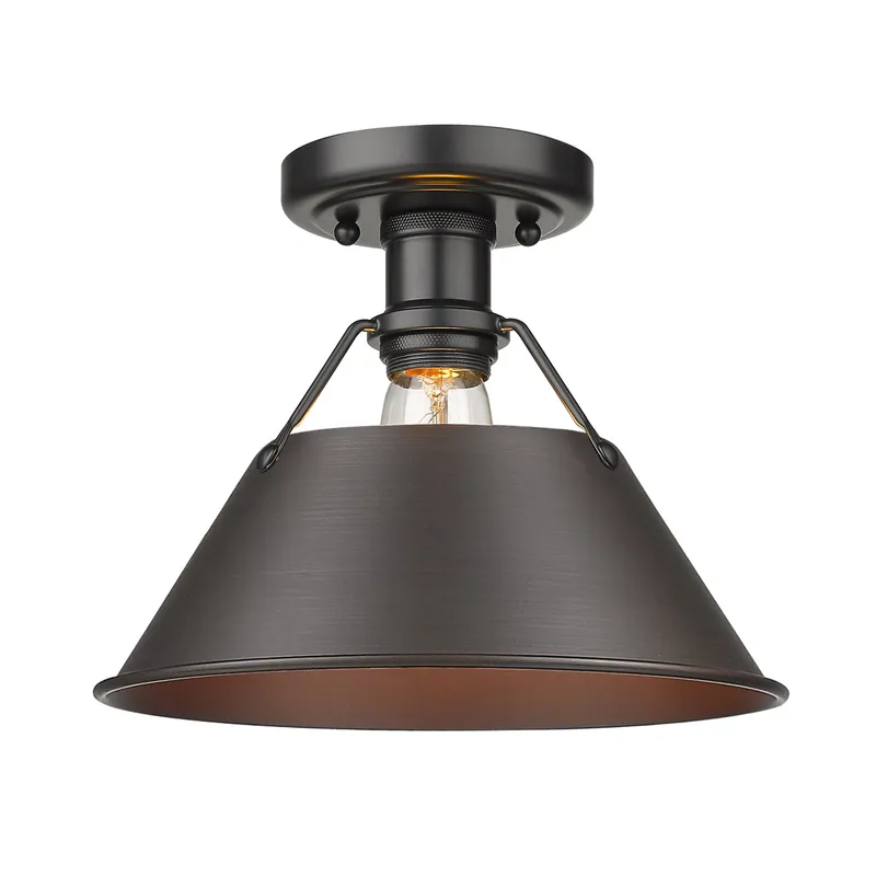 Yep by Golden Lighting Orwell 1-light Flush Mount in Matte Black and Rubbed Bronze shade — Golden Lighting LED Ceiling Lights  