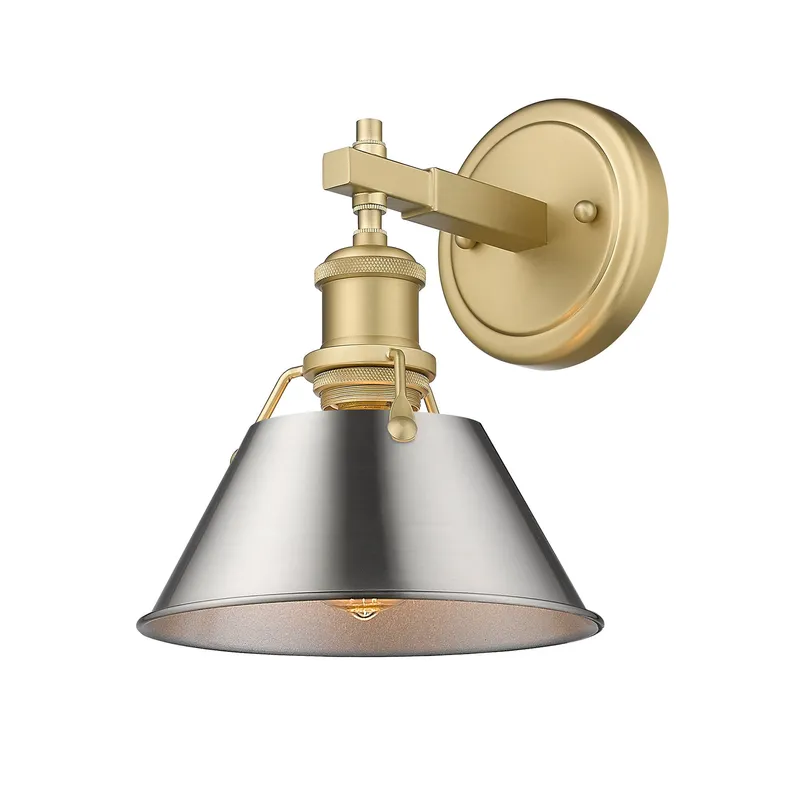 Yep by Golden Lighting Orwell 1-light Vanity in Brushed Champagne Brass and Pewter shade — Golden Lighting LED Wall Lights  