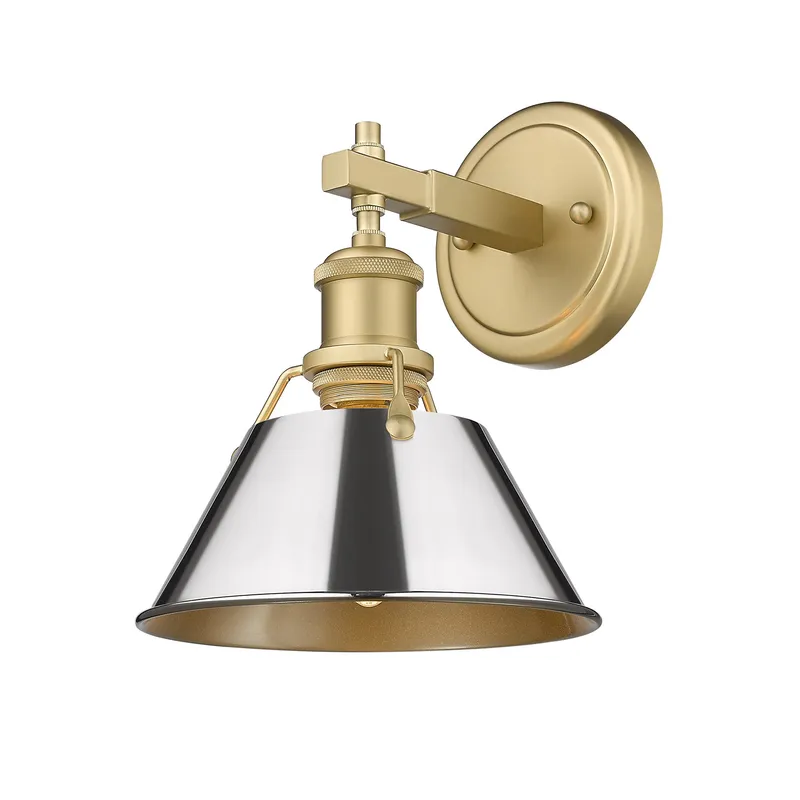 Yep by Golden Lighting Orwell 1-light Vanity in Brushed Champagne Brass and Chrome shade — Golden Lighting LED Wall Lights  