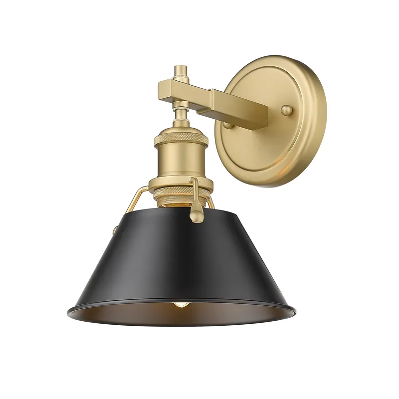 Yep by Golden Lighting Orwell 1-light Vanity in Brushed Champagne Brass and Matte Black shade — Golden Lighting LED Wall Lights  