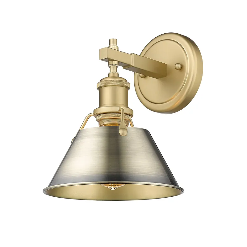 Yep by Golden Lighting Orwell 1-light Vanity in Brushed Champagne Brass and Aged Brass shade — Golden Lighting LED Wall Lights  