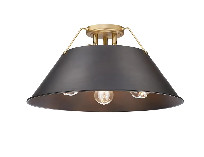 Yep by Golden Lighting Orwell 3-light Flush Mount in Brushed Champagne Brass and Rubbed Bronze shade — Golden Lighting LED Ceiling Lights  