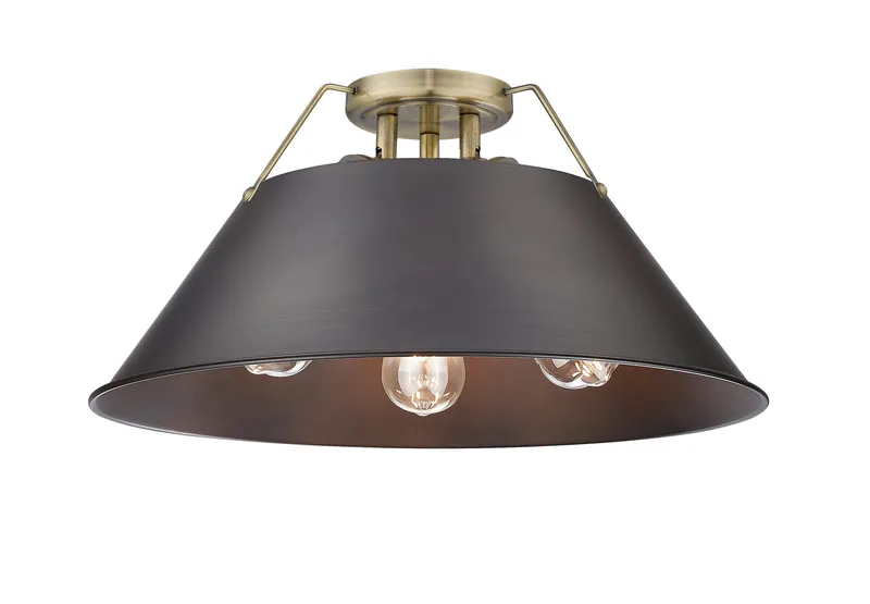 Yep by Golden Lighting Orwell 3-light Flush Mount in Aged Brass and Rubbed Bronze shade — Golden Lighting LED Ceiling Lights 60.0W 