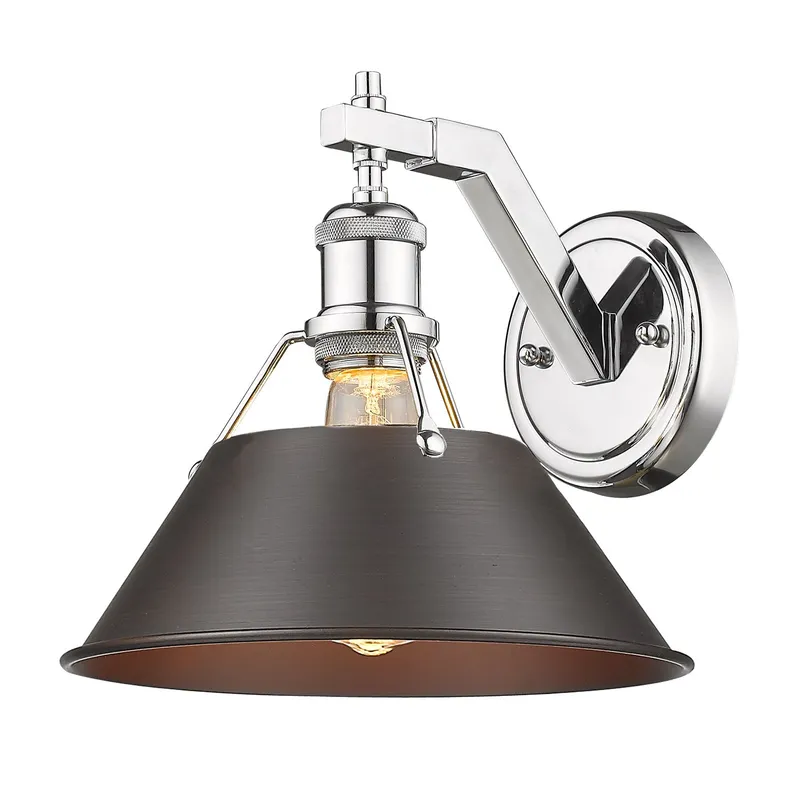 Yep by Golden Lighting Orwell 1-light Wall Sconce in Chrome and Rubbed Bronze shade — Golden Lighting LED Wall Lights 1.0W 