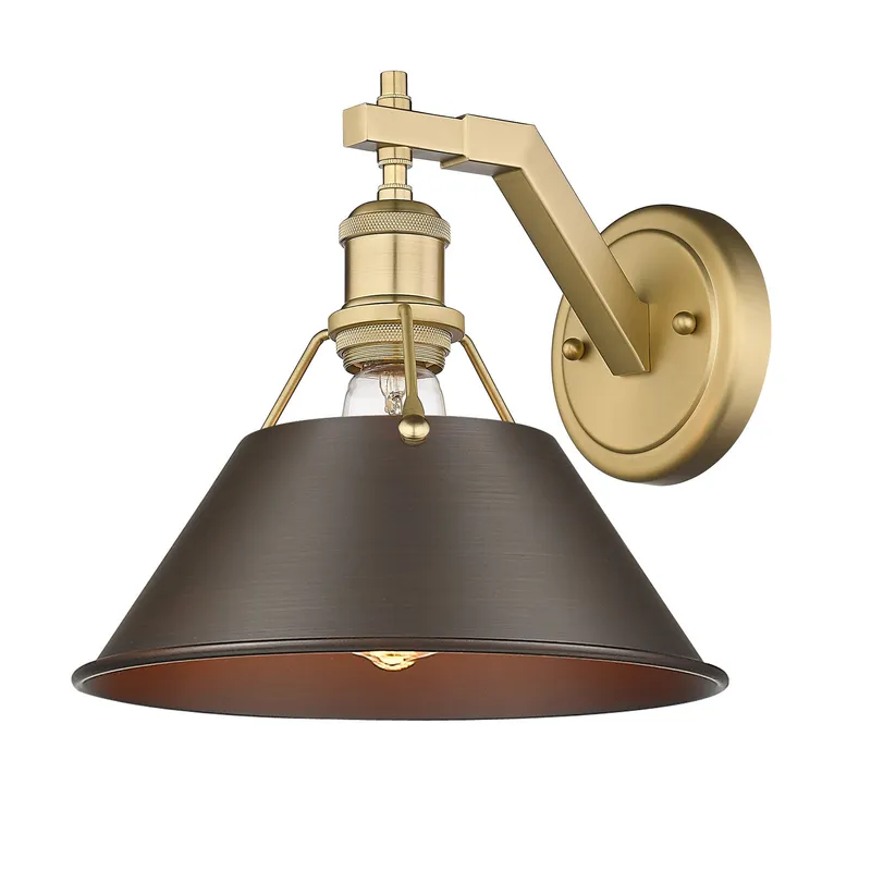 Yep by Golden Lighting Orwell 1-light Wall Sconce in Brushed Champagne Brass and Rubbed Bronze shade — Golden Lighting LED Wall Lights 100.0W 