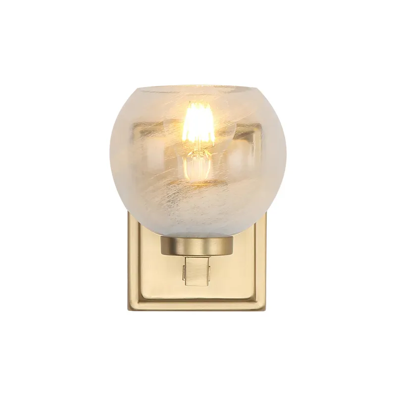 Yep by Golden Lighting Elliott 1-light Vanity in Brushed Champagne Brass and Clear Alabaster Glass — Golden Lighting LED Wall Lights 60.0W 