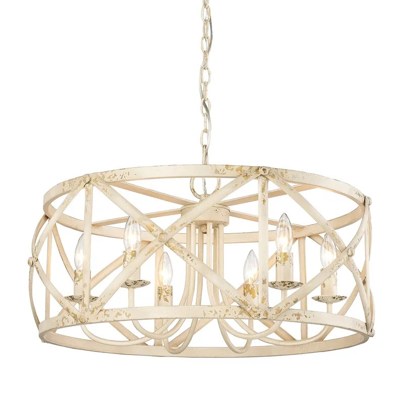 Golden Lighting Alcott 6-light Chandelier in Antique Ivory — Golden Lighting LED Pendant Lights 60.0W 
