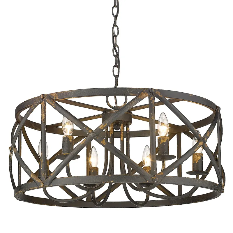 Golden Lighting Alcott 6-light Chandelier in Antique Black Iron — Golden Lighting LED Pendant Lights 60.0W 