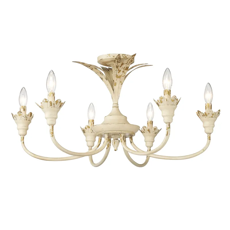 Golden Lighting Lillianne 6-light Semi-Flush Mount in Antique Ivory — Golden Lighting LED Ceiling Lights 60.0W 