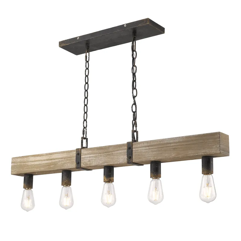 Golden Lighting Garrett 5-light Island Light in Antique Black Iron — Golden Lighting LED Pendant Lights  