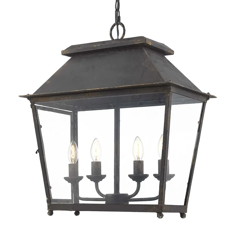 Golden Lighting Abingdon 4-light Pendant in Antique Black Iron — Golden Lighting LED Pendant Lights  