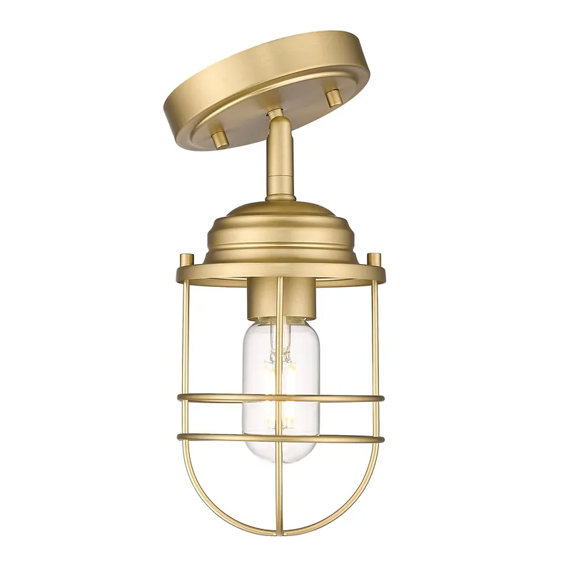 Golden Lighting Seaport 1-light Semi-Flush Mount in Brushed Champagne Brass — Golden Lighting LED Ceiling Lights 60.0W 