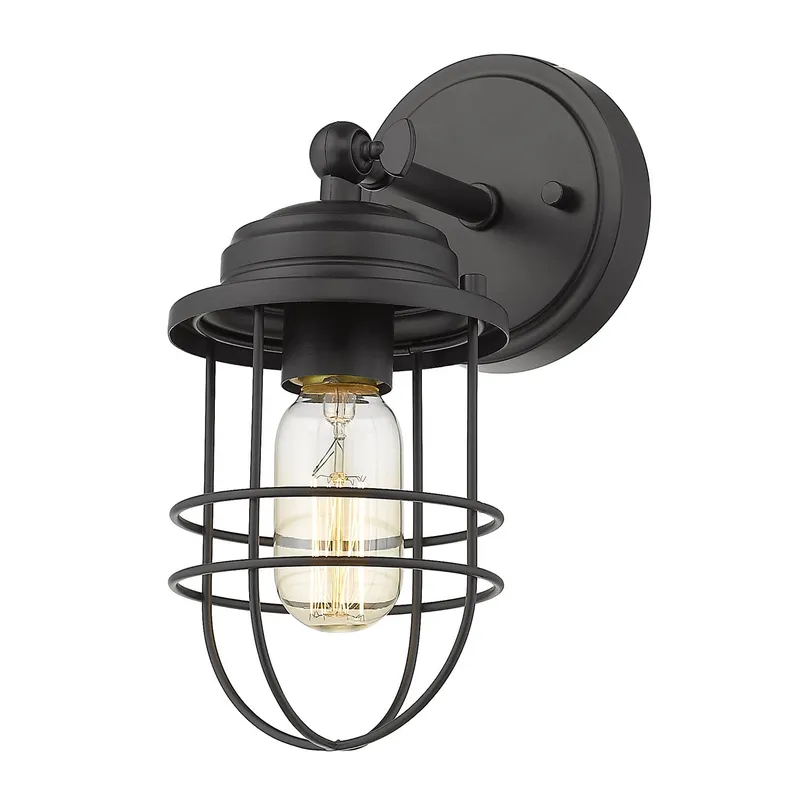 Golden Lighting Seaport 1-light Wall Sconce in Matte Black — Golden Lighting LED Wall Lights 1.0W 