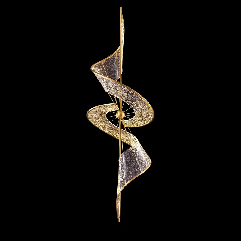 Ziva by Golden Lighting Aurora Integrated LED 71"H Pendant in Brushed Champagne — Golden Lighting LED Pendant Lights  