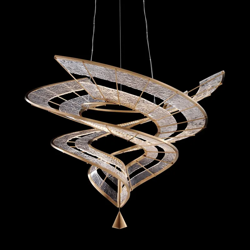 Ziva by Golden Lighting Aurora Integrated LED 36"W Pendant in Brushed Champagne — Golden Lighting LED Pendant Lights  3000K