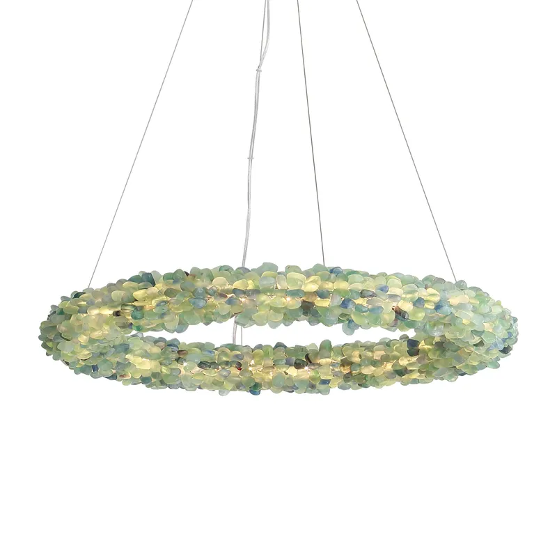 Ziva by Golden Lighting Corallo Integrated LED 30in Chandelier in Turquoise — Golden Lighting LED Pendant Lights  3000K