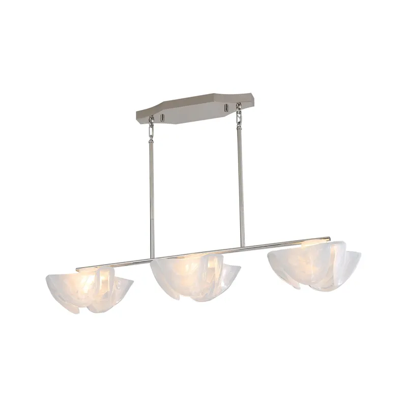 Golden Lighting Glacier Integrated LED Island Light in Polished Nickel — Golden Lighting LED Pendant Lights  3000K