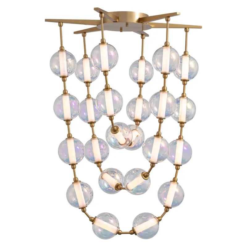 Golden Lighting Pearla Integrated LED 35in Pendant in Brushed Champagne Brass — Golden Lighting LED Pendant Lights  3000K