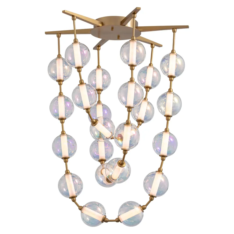 Golden Lighting Pearla Integrated LED 28in Pendant in Brushed Champagne Brass — Golden Lighting LED Pendant Lights  