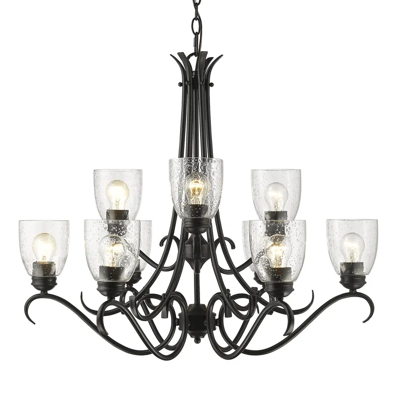 Golden Lighting Parrish 9-light Chandelier in Matte Black — Golden Lighting LED Pendant Lights  
