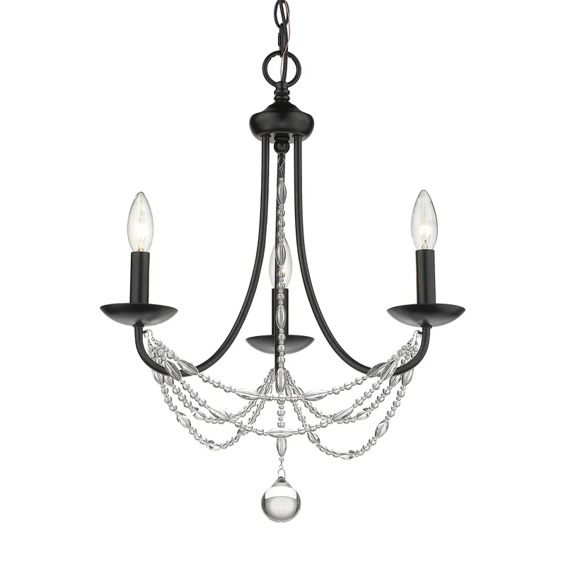 Golden Lighting Mirabella 3-light Chandelier in Matte Black — Golden Lighting LED Pendant Lights  