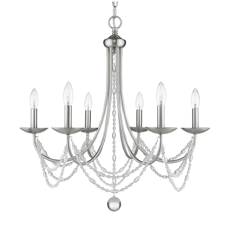 Golden Lighting Mirabella 6-light Chandelier in Pewter — Golden Lighting LED Pendant Lights  