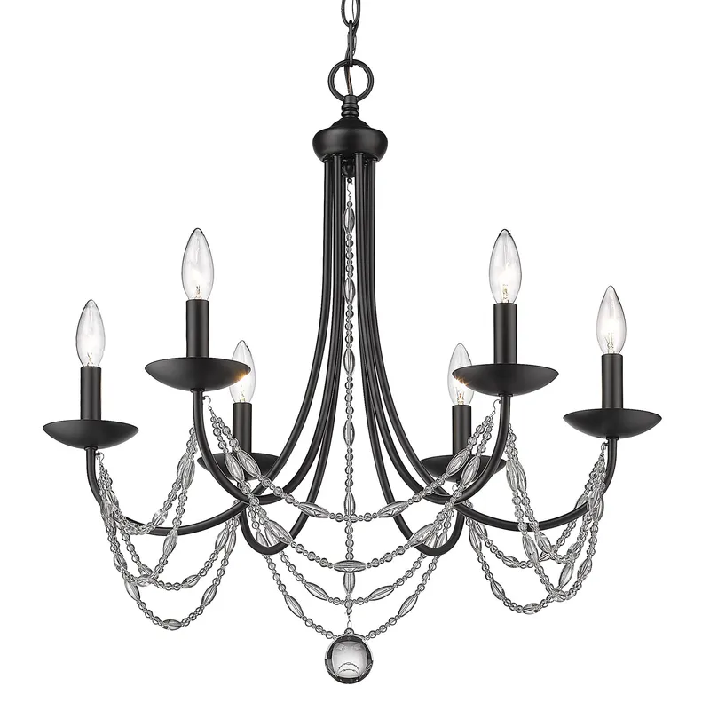 Golden Lighting Mirabella 6-light Chandelier in Matte Black — Golden Lighting LED Pendant Lights  