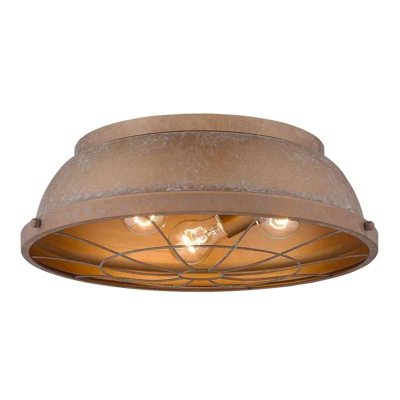 Golden Lighting Bartlett 3-light Flush Mount in Copper Patina — Golden Lighting LED Ceiling Lights  