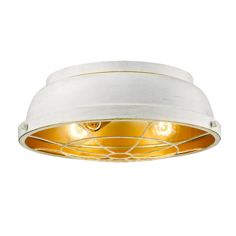 Golden Lighting Bartlett 2-light Flush Mount in French White — Golden Lighting LED Ceiling Lights  