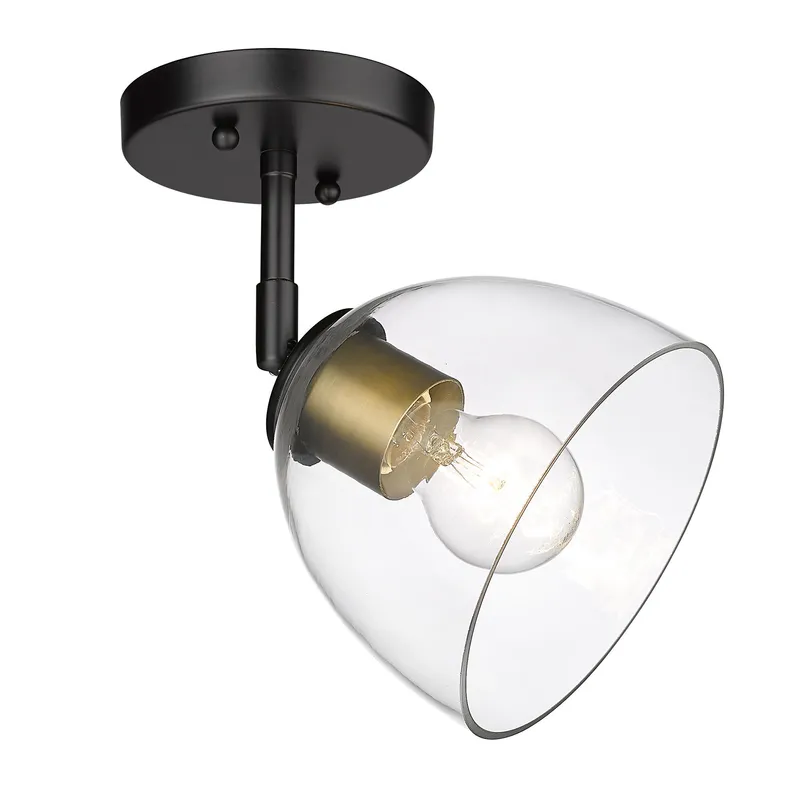 Golden Lighting Roxie 1-light Semi-Flush Mount in Matte Black and Brushed Champagne Brass — Golden Lighting LED Ceiling Lights  