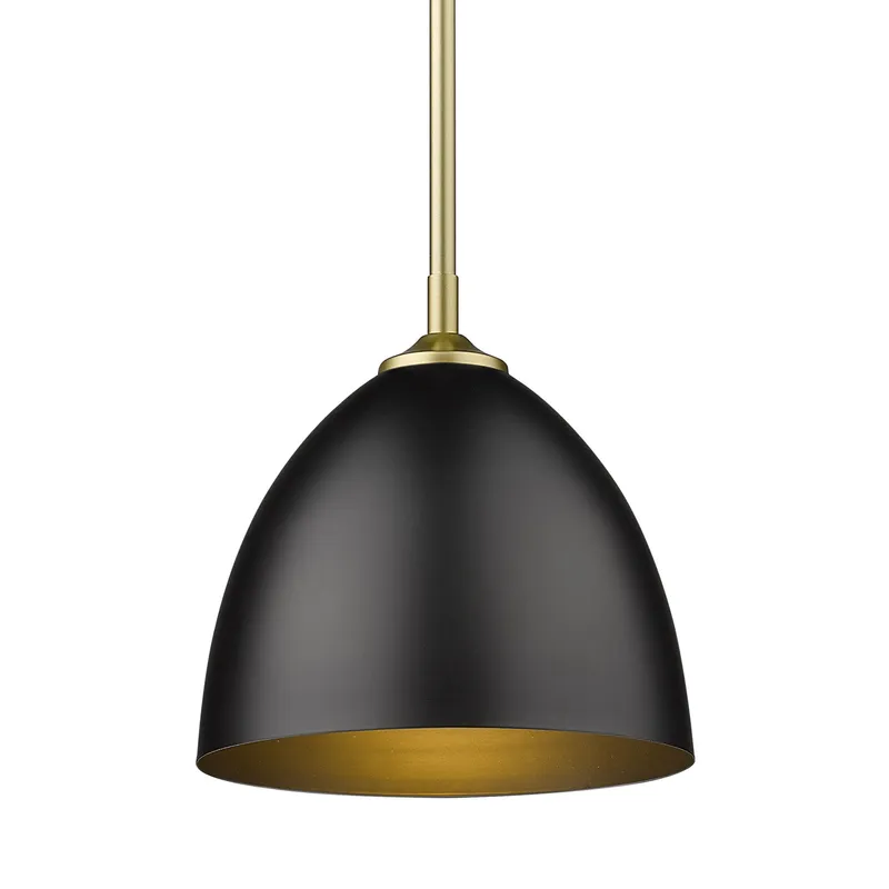 Zoey 1-light 9in Pendant in Olympic Gold and Matte Black Shade — Golden Lighting LED Pendant Lights  