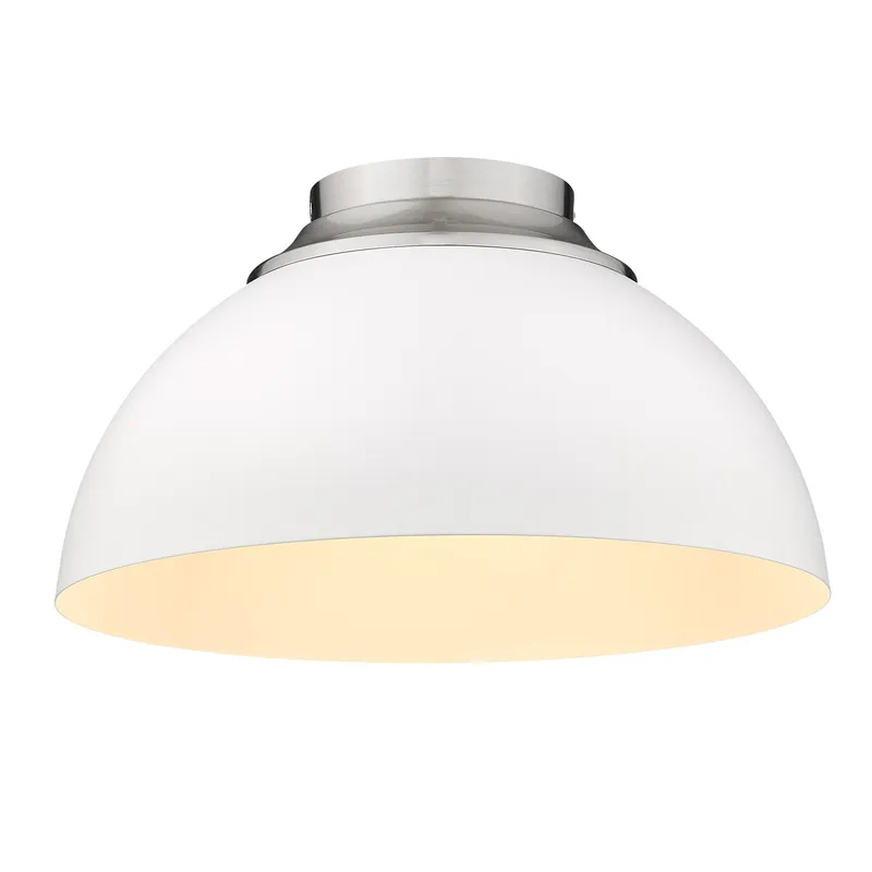 Zoey 3-light Flush Mount in Pewter and Matte White shade — Golden Lighting LED Ceiling Lights  