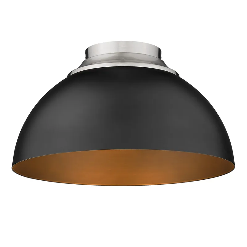 Zoey 3-light Flush Mount in Pewter and Matte Black shade — Golden Lighting LED Ceiling Lights 60.0W 