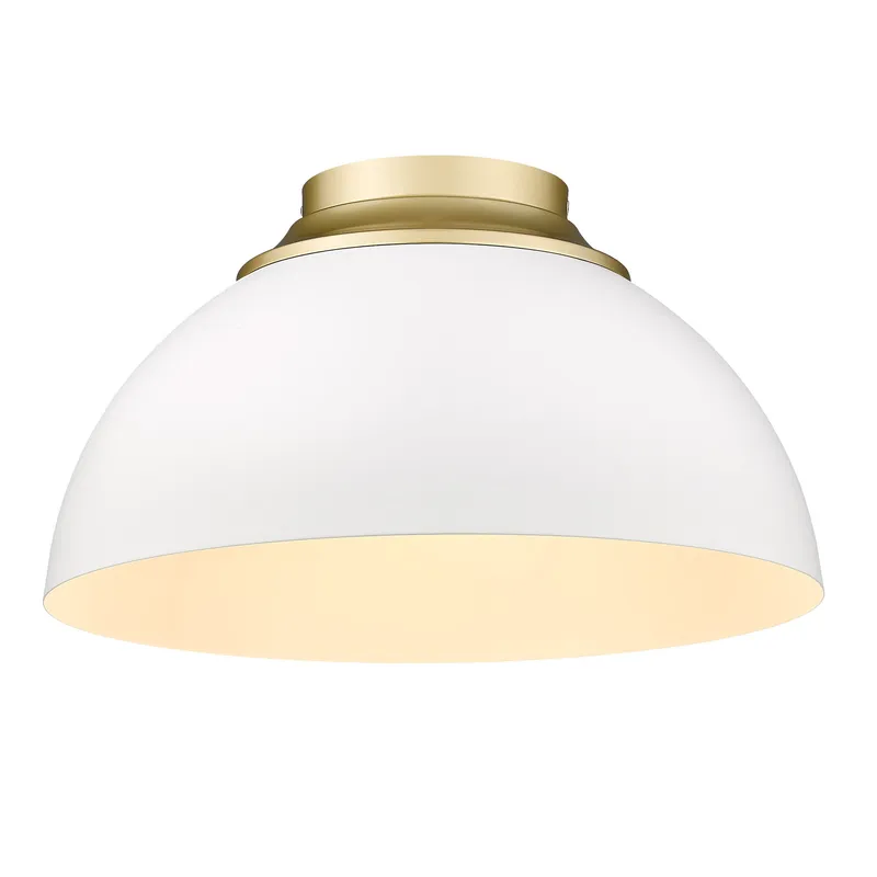 Zoey 3-light Flush Mount in Olympic Gold and Matte White shade — Golden Lighting LED Ceiling Lights 60.0W 