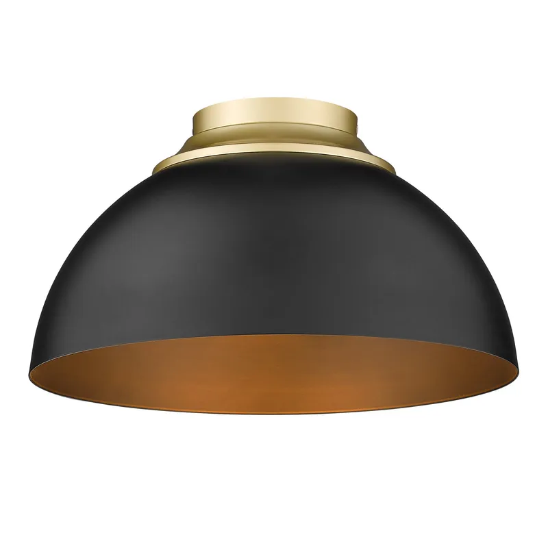 Zoey 3-light Flush Mount in Olympic Gold and Matte Black shade — Golden Lighting LED Ceiling Lights 60.0W 