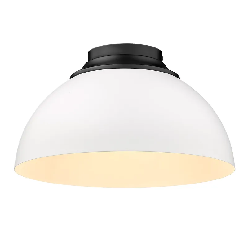 Zoey 3-light Flush Mount in Matte Black and Matte White shade — Golden Lighting LED Ceiling Lights  