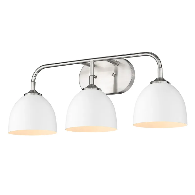 Zoey 3-light Vanity in Pewter and Matte White shade — Golden Lighting LED Wall Lights  