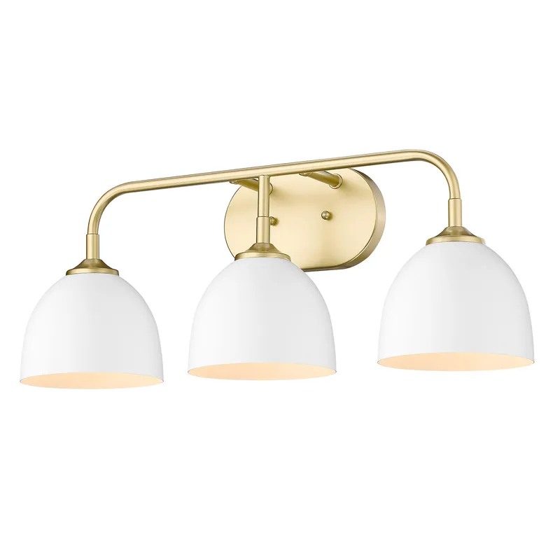 Zoey 3-light Vanity in Olympic Gold and Matte White shade — Golden Lighting LED Wall Lights  