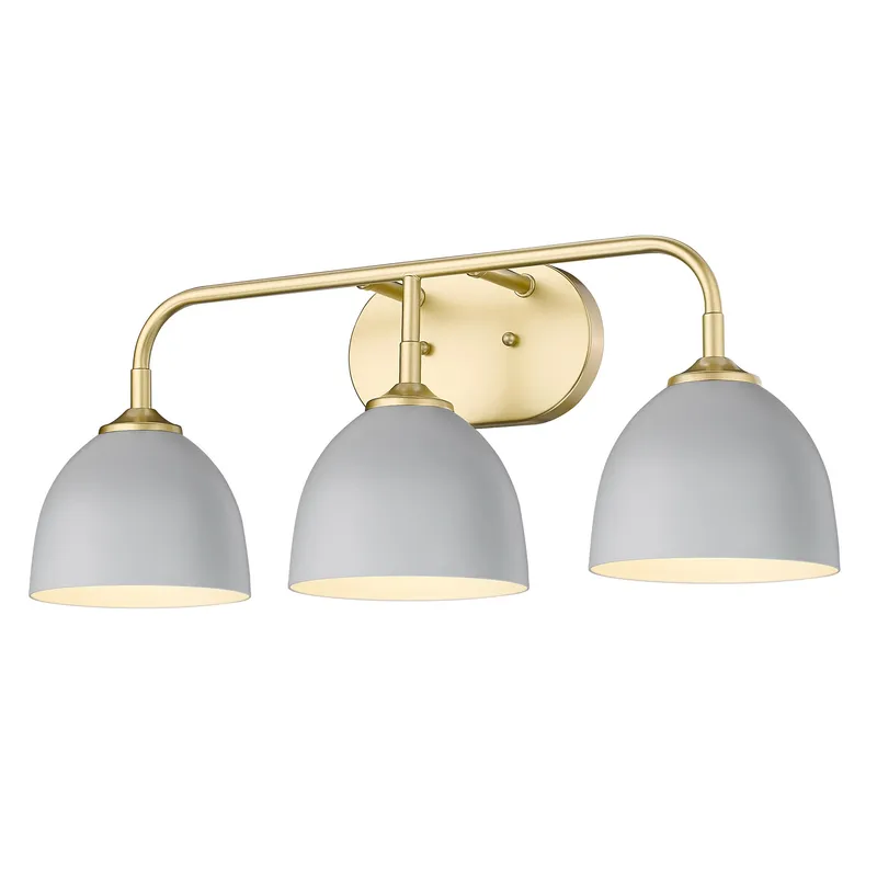 Zoey 3-light Vanity in Olympic Gold and Matte Gray shade — Golden Lighting LED Wall Lights  
