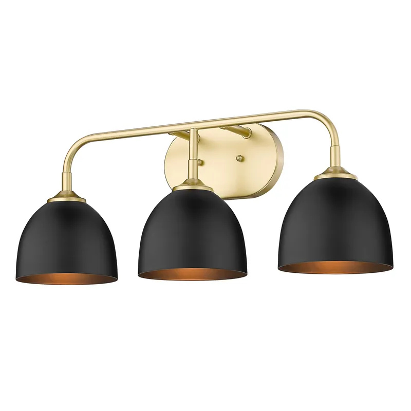 Zoey 3-light Vanity in Olympic Gold and Matte Black shade — Golden Lighting LED Wall Lights  