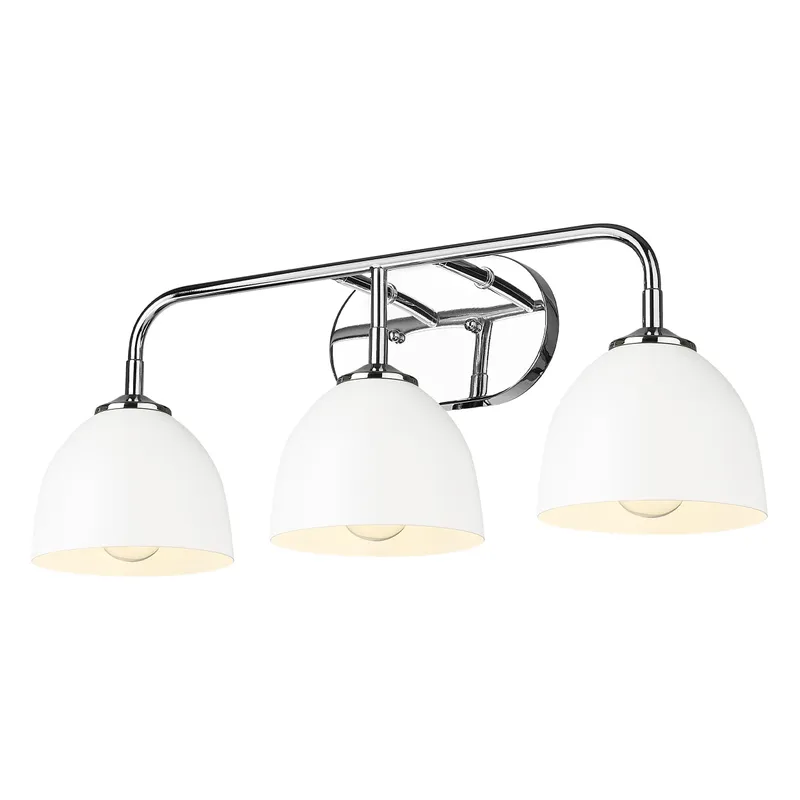 Zoey 3-light Vanity in Chrome and Matte White shade — Golden Lighting LED Wall Lights  