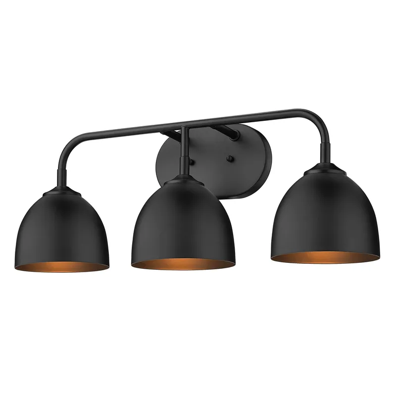 Zoey 3-light Vanity in Matte Black — Golden Lighting LED Wall Lights  