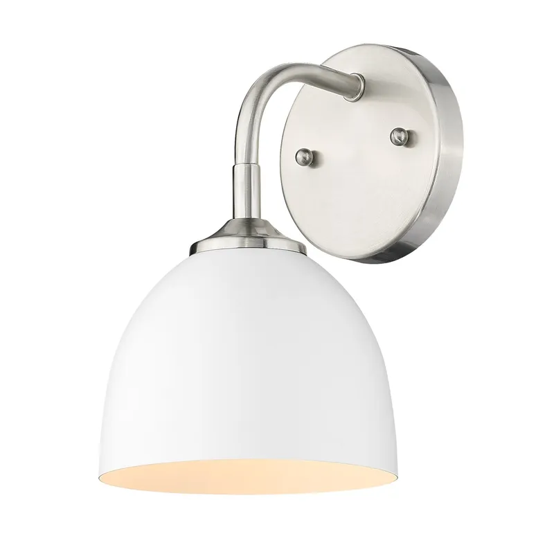 Zoey 1-light Wall Sconce in Pewter and Matte White shade — Golden Lighting LED Wall Lights 1.0W 