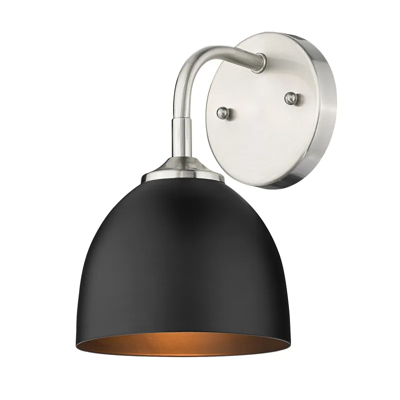 Zoey 1-light Wall Sconce in Pewter and Matte Black shade — Golden Lighting LED Wall Lights 1.0W 