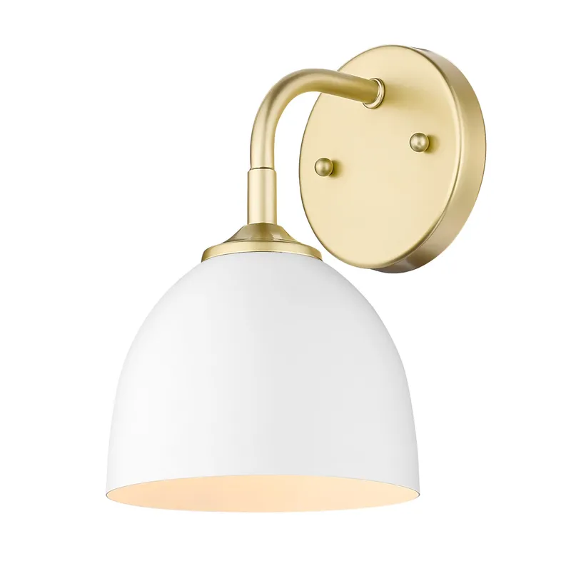 Zoey 1-light Wall Sconce in Olympic Gold and Matte White shade — Golden Lighting LED Wall Lights 1.0W 