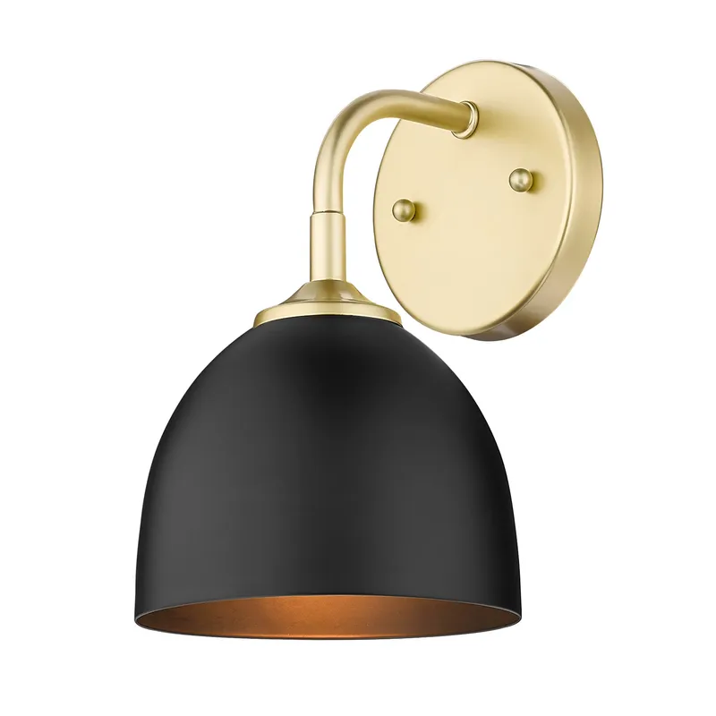 Zoey 1-light Wall Sconce in Olympic Gold and Matte Black shade — Golden Lighting LED Wall Lights 1.0W 